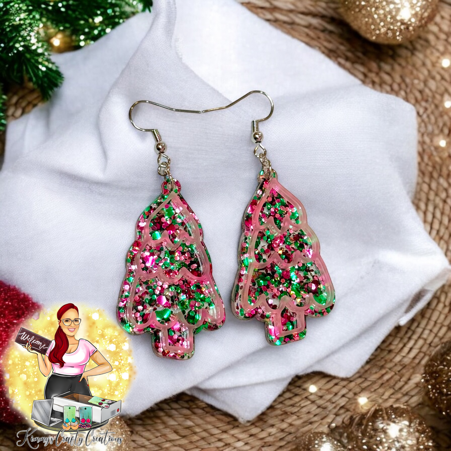 Glitter Christmas Tree Dangles
