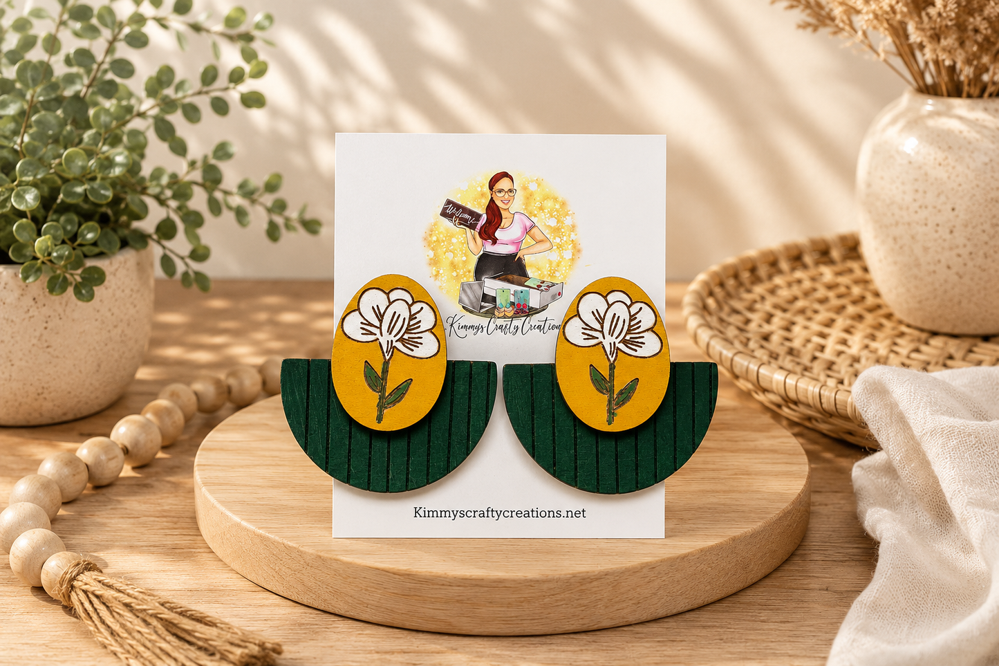 Mustard Floral Arch Earrings