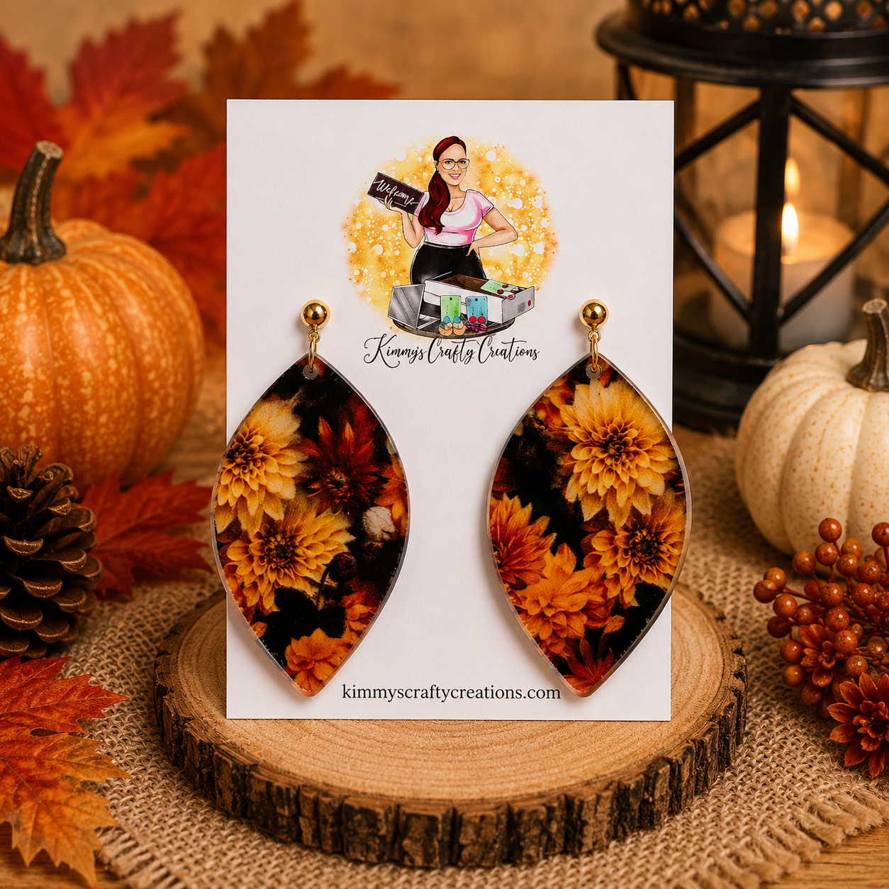 Autumn Floral Leaf Earrings