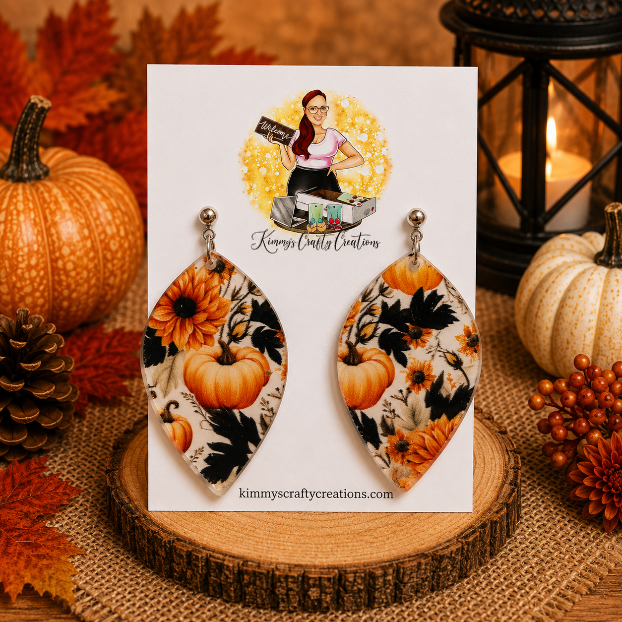 Pumpkin & Sunflower Leaf Earrings