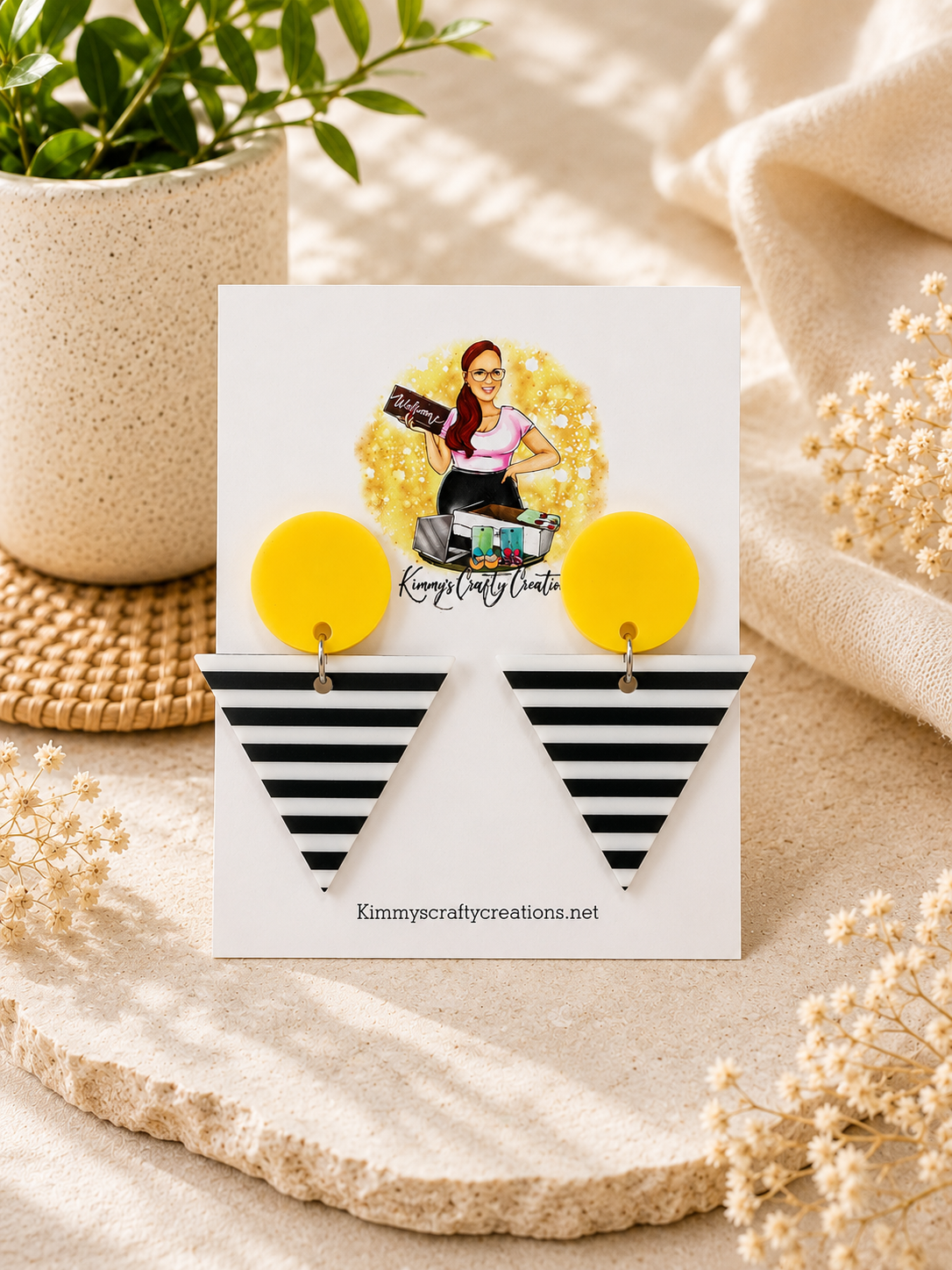 Sunshine Striped Triangle Statement Earrings