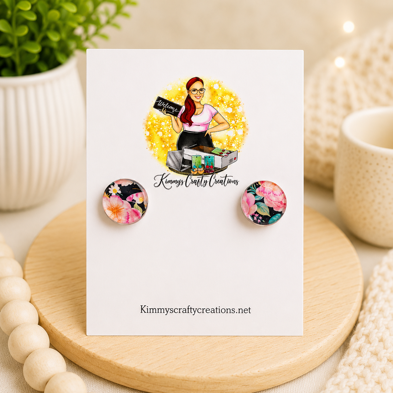 Midnight Bloom Floral Stud Earrings