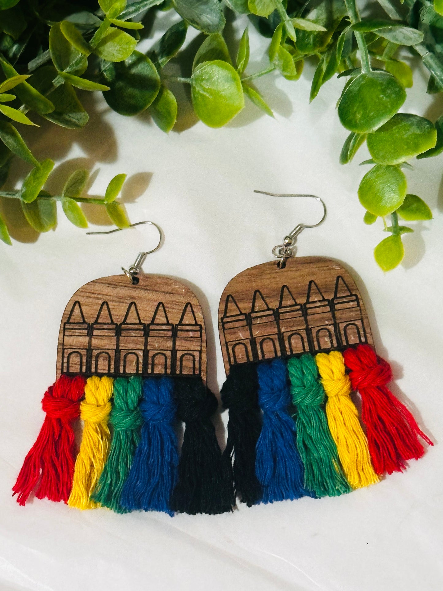 Colorful Crayon Macrame Dangles
