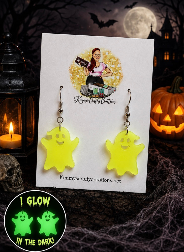 Glow-in-the-Dark Happy Ghost Earrings
