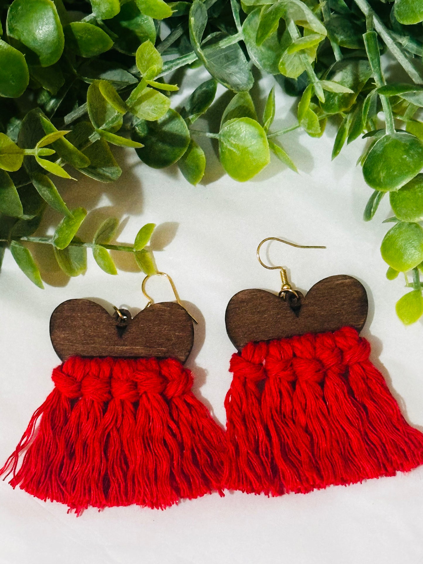 Valentine Hearts Macrame Dangles