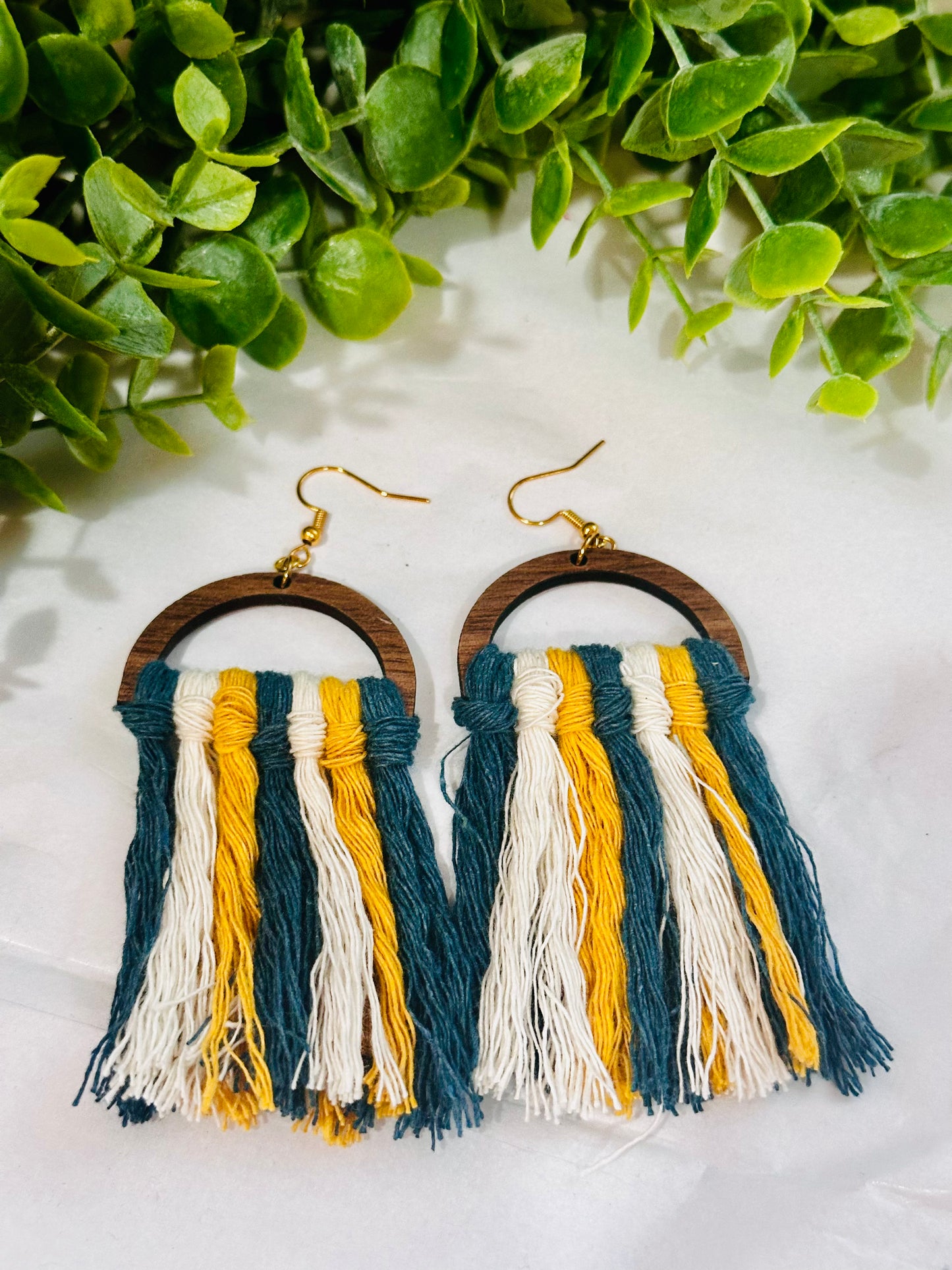 Half Circle Mid length Macrame Earrings