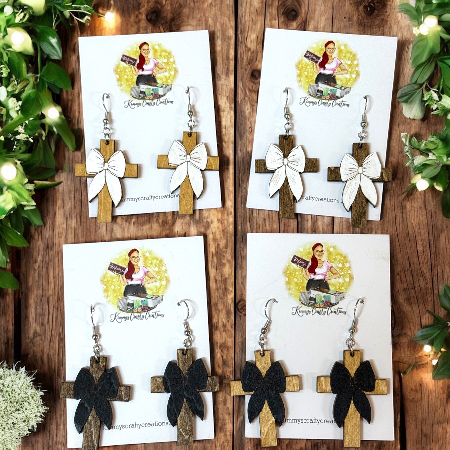 Coquette Bow Cross Earrings