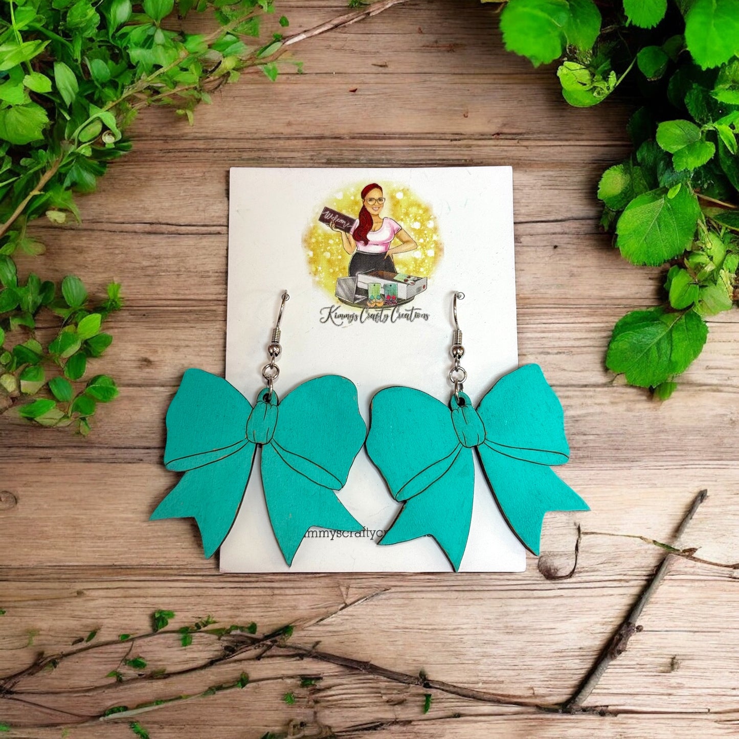 Teal Large Bow Earrings