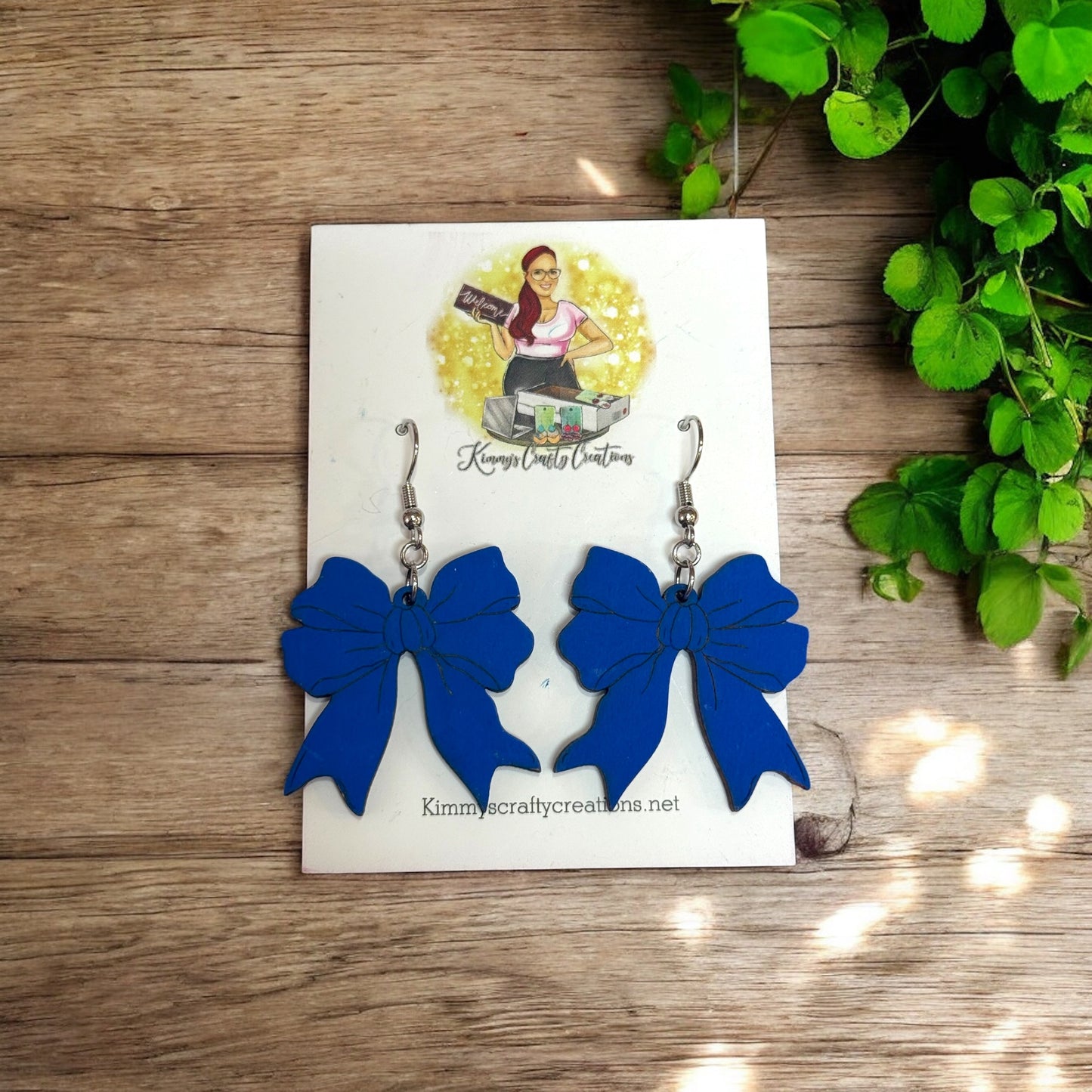 Blue Bow Earrings