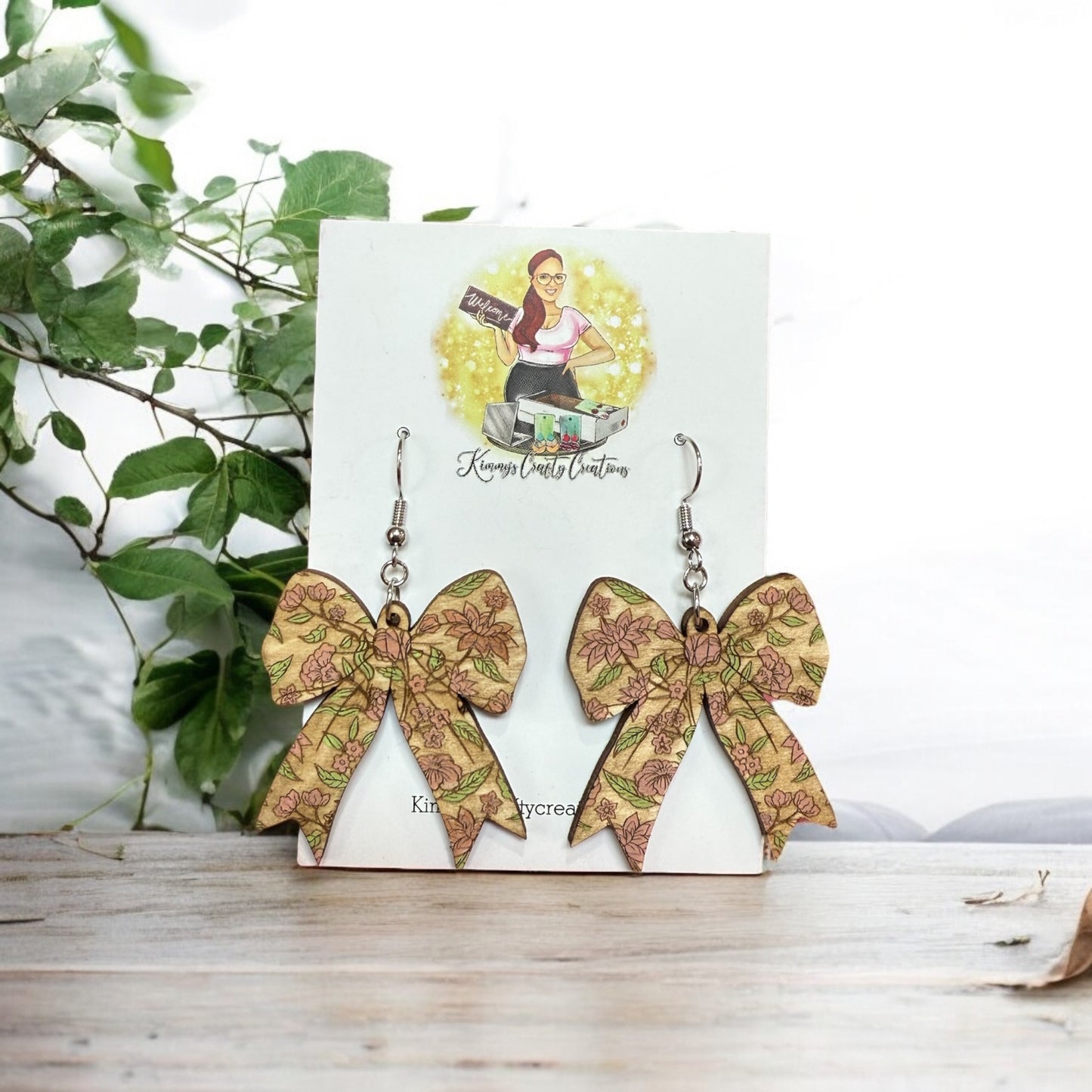 Floral Print Bow Earrings