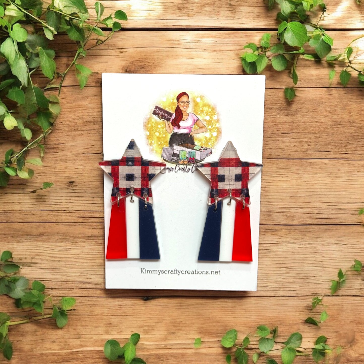 Plaid Patriotic Star Dangles