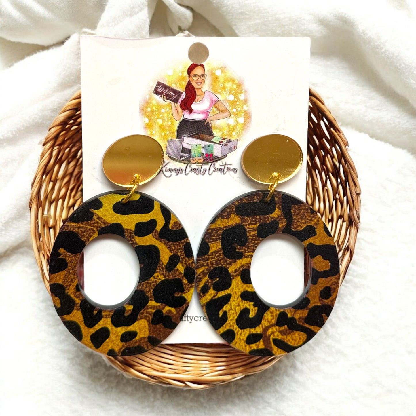 Leopard Print Oval Dangles