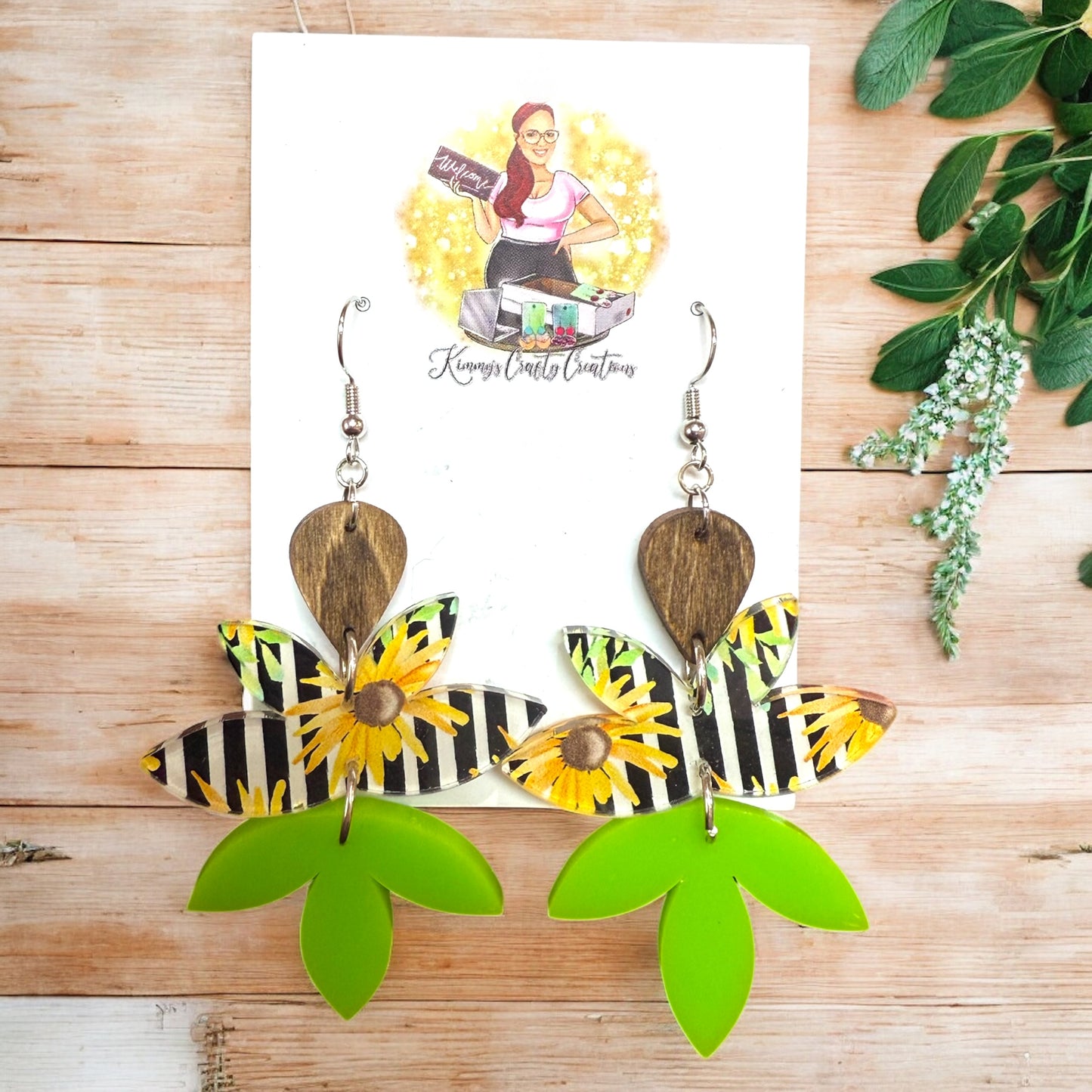Large Leaf Patterned Earrings