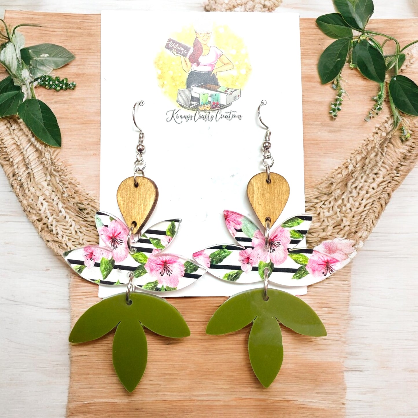 Large Leaf Patterned Earrings