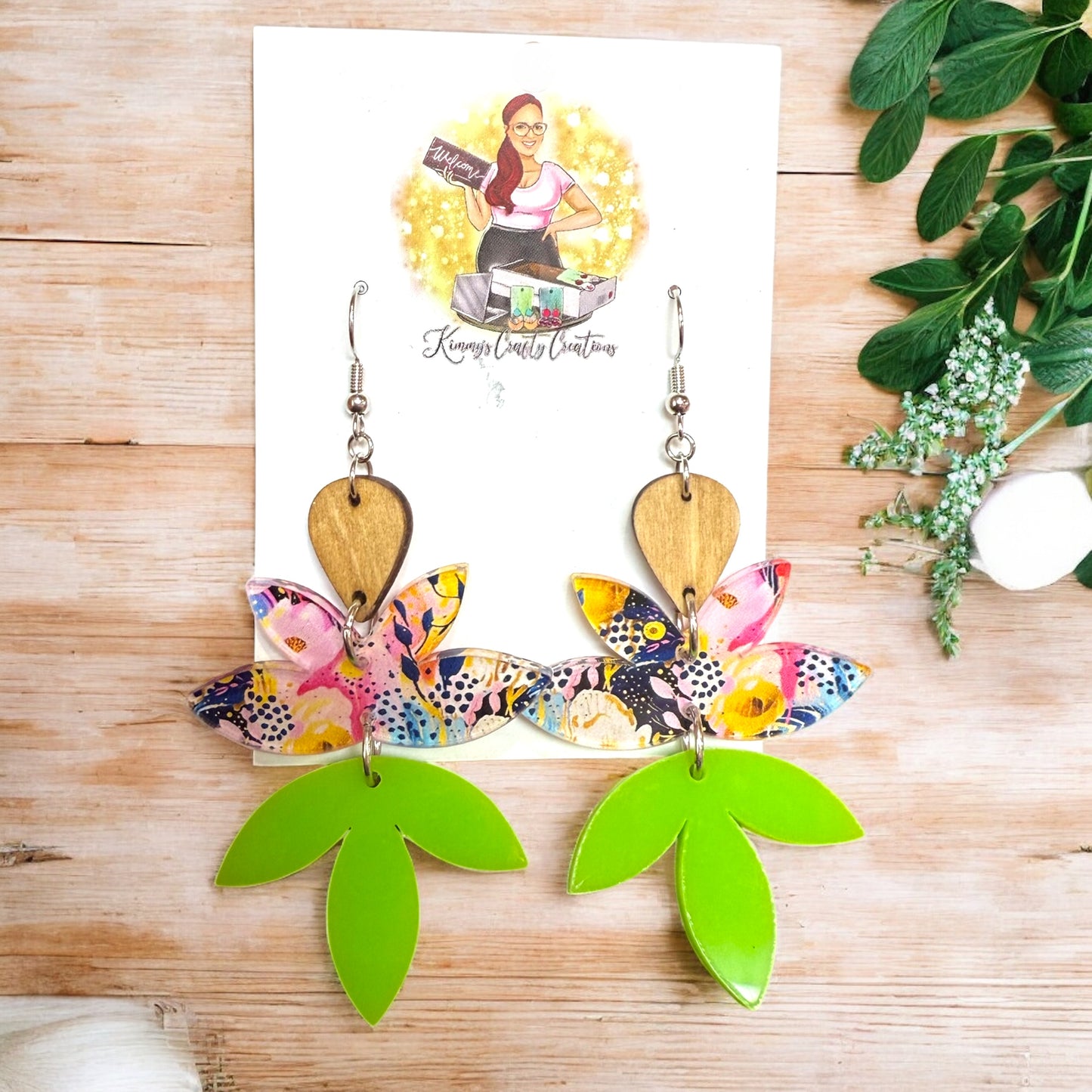 Large Leaf Patterned Earrings