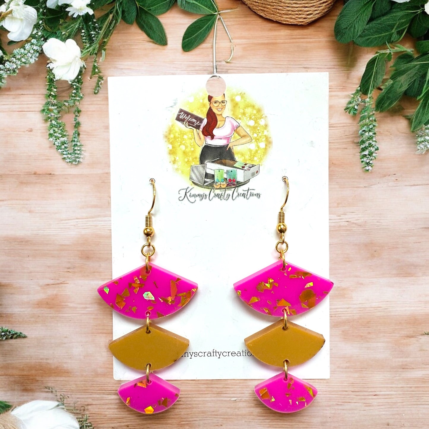 Gold Flakes Trio Earrings