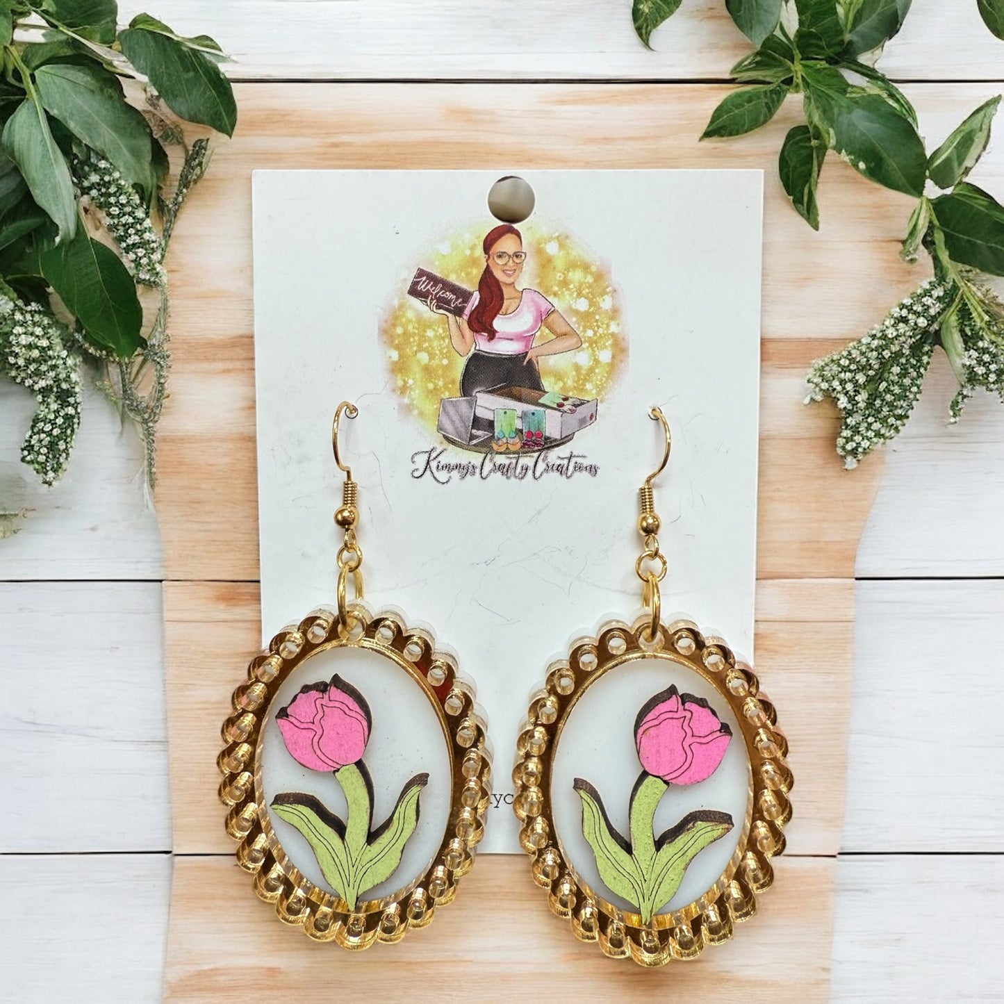 Floral Framed Dangles