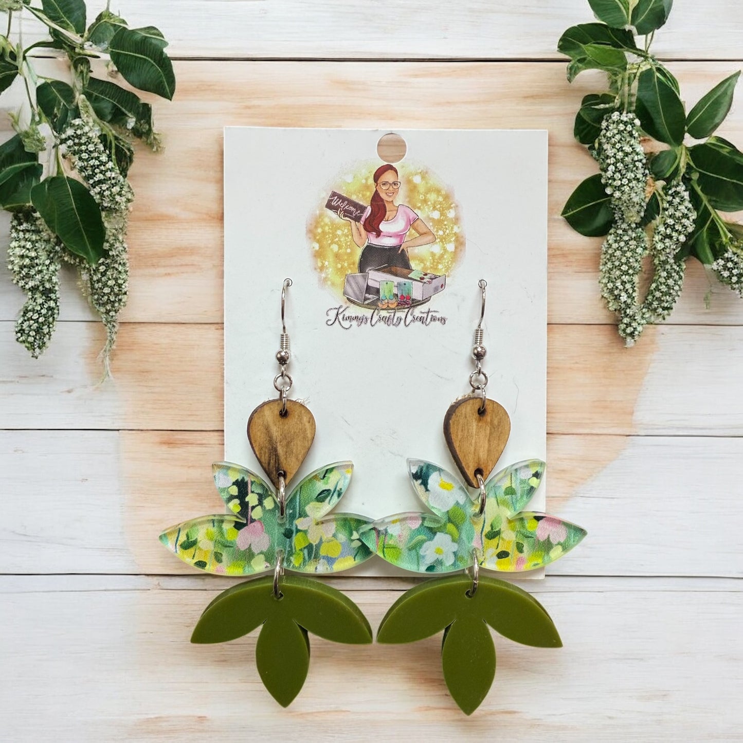 Large Leaf Patterned Earrings