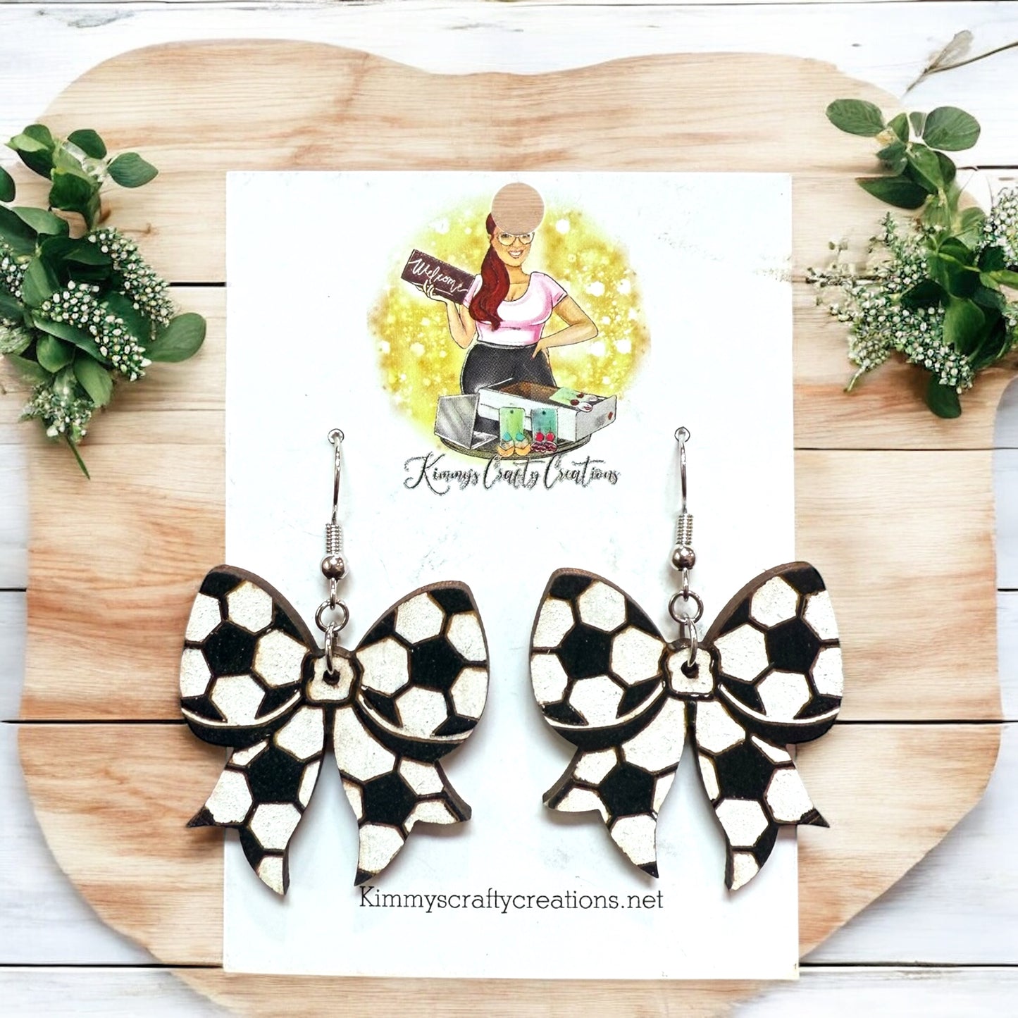 Soccer Bow Print Earrings
