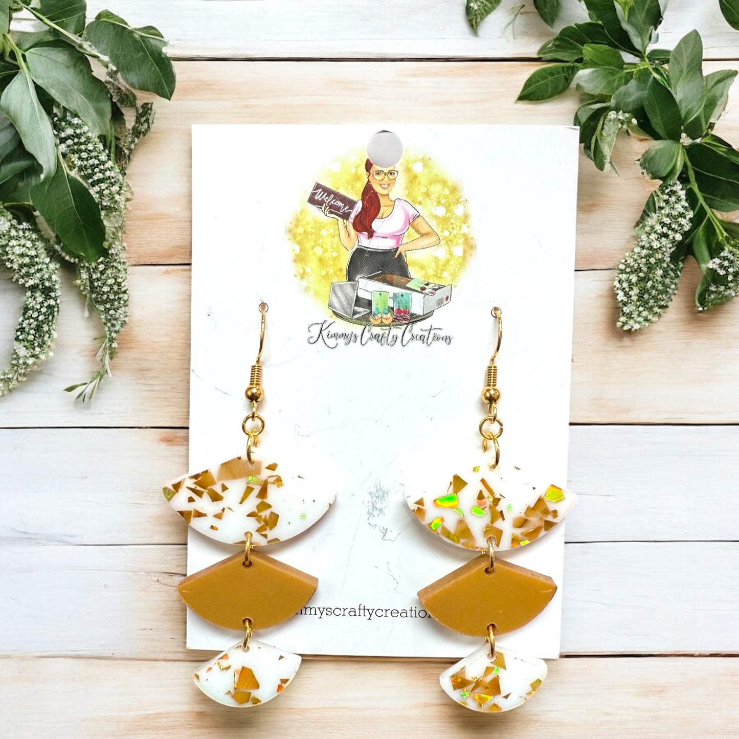 Gold Flakes Trio Earrings