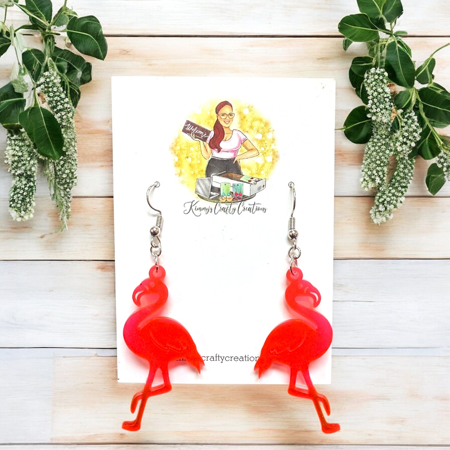 Neon Pink Flamingo Earrings