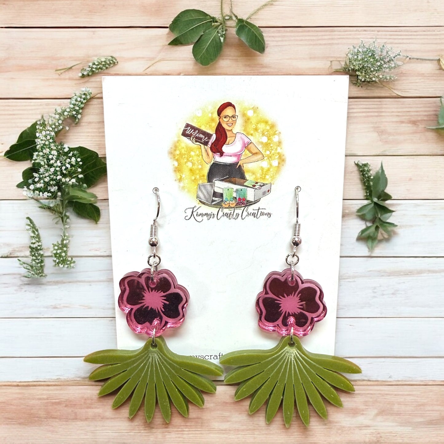 Pink Floral Dangles