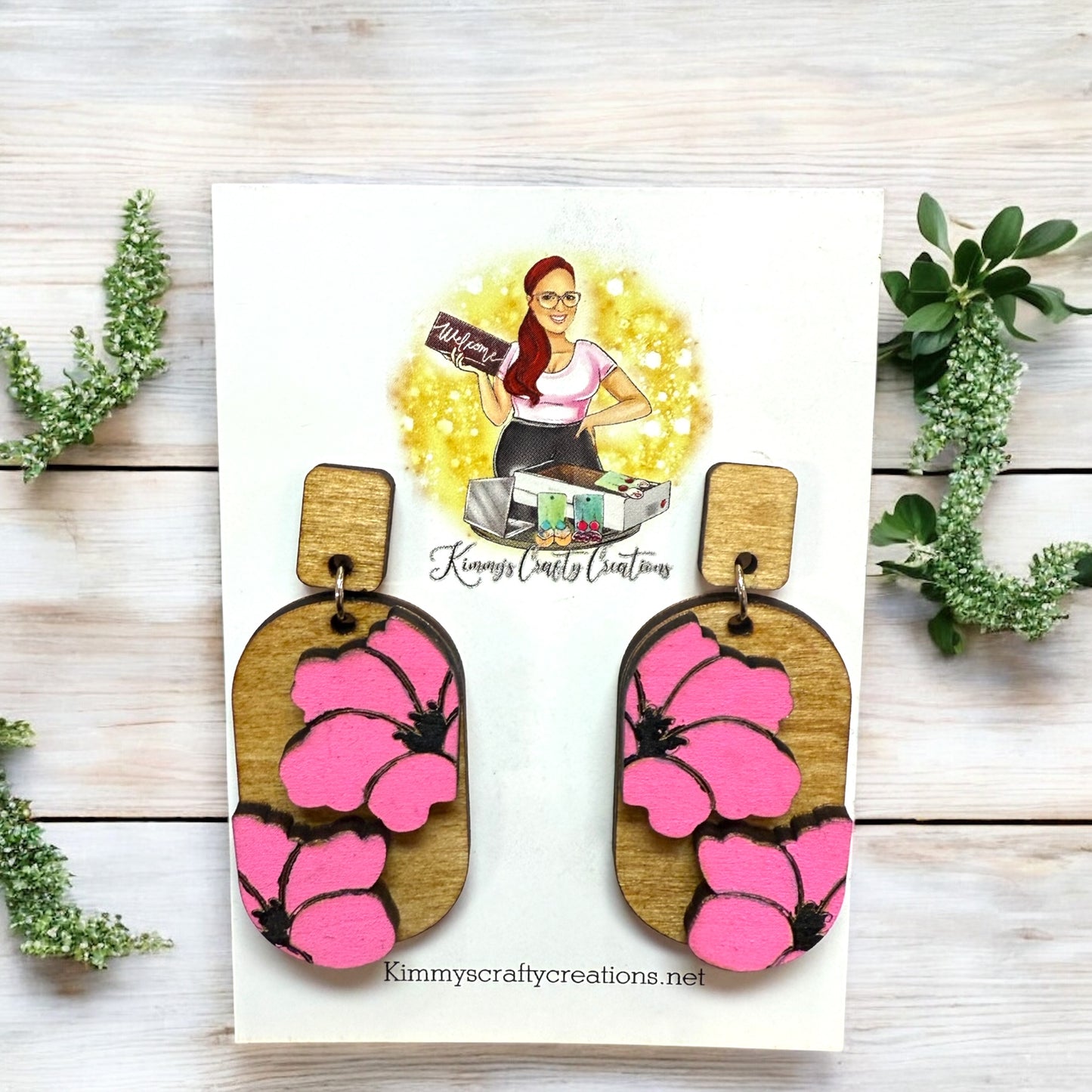 Pink Floral Boho Studs
