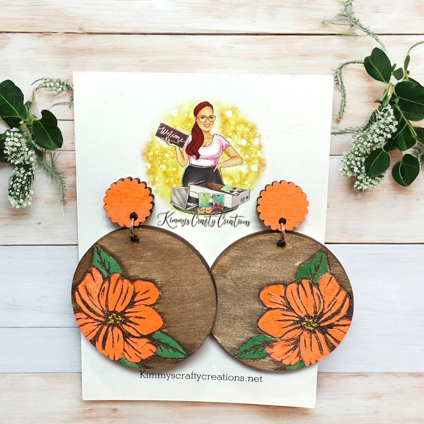 Handpainted Floral Studs