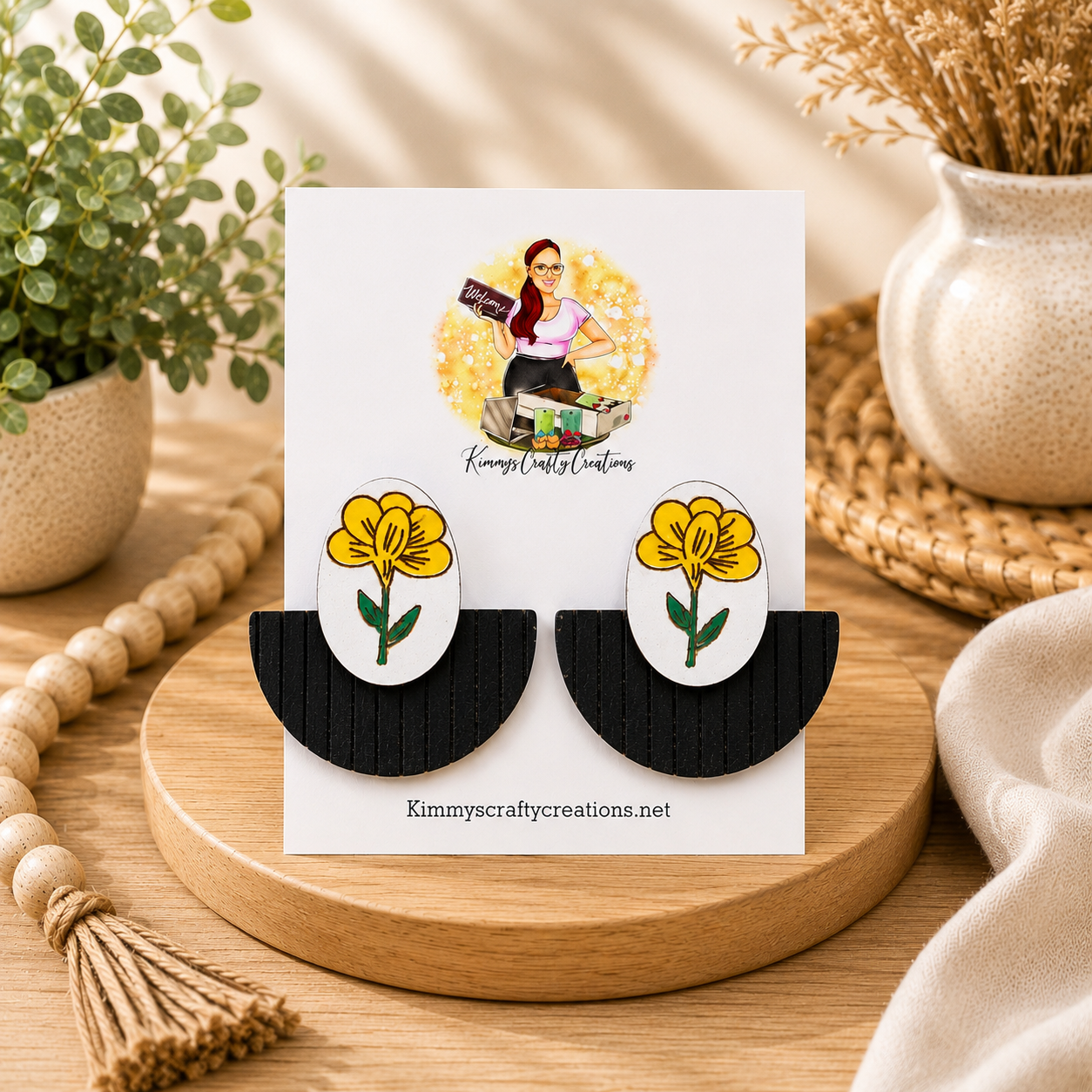 Yellow Floral Arch Earrings