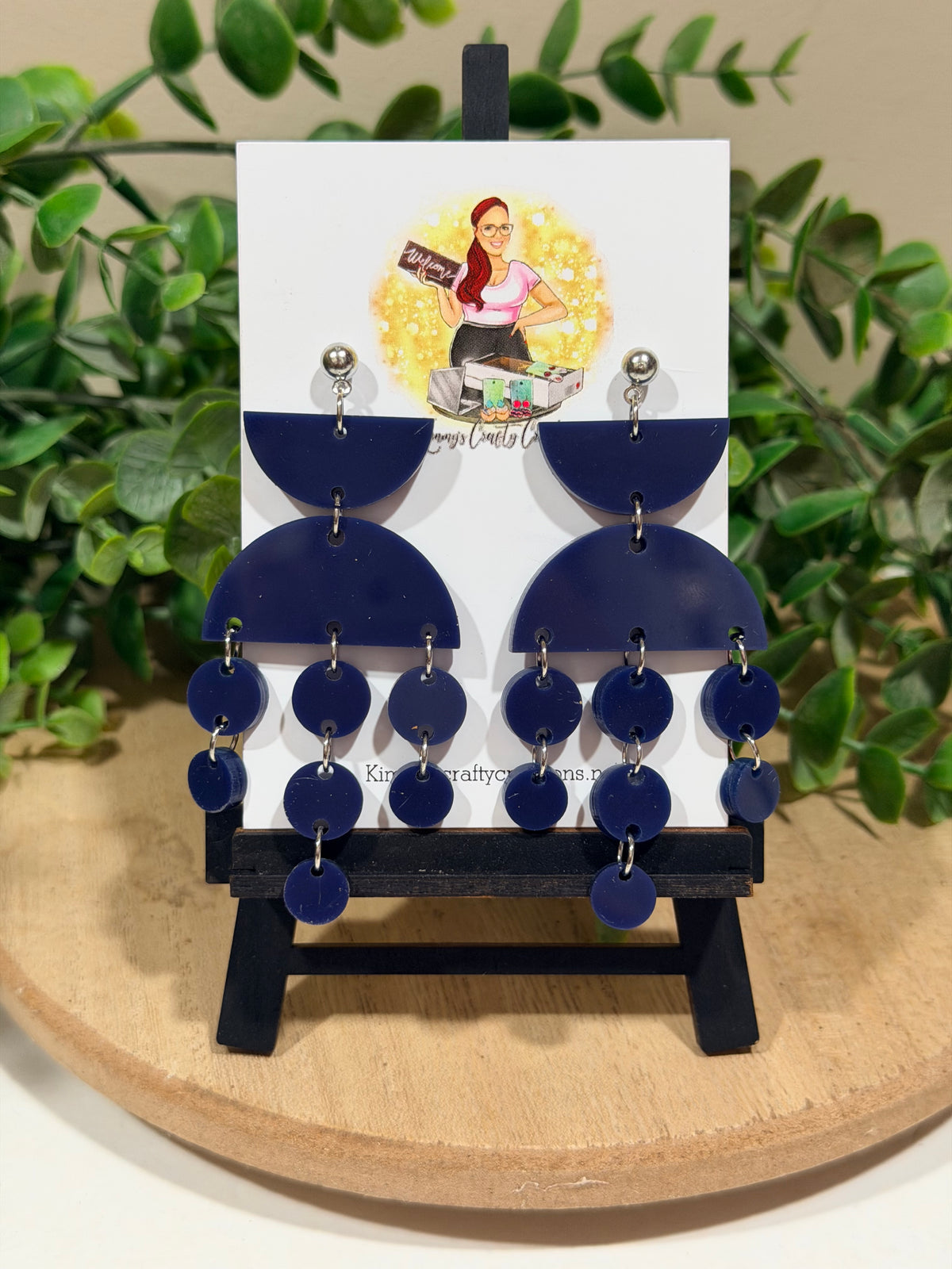 Navy Blue Chandelier Statement Earrings