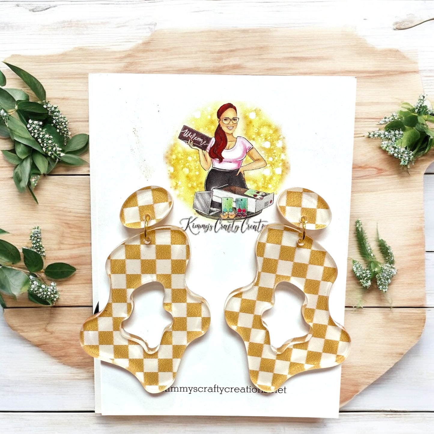Checkered Boho Stud Dangles