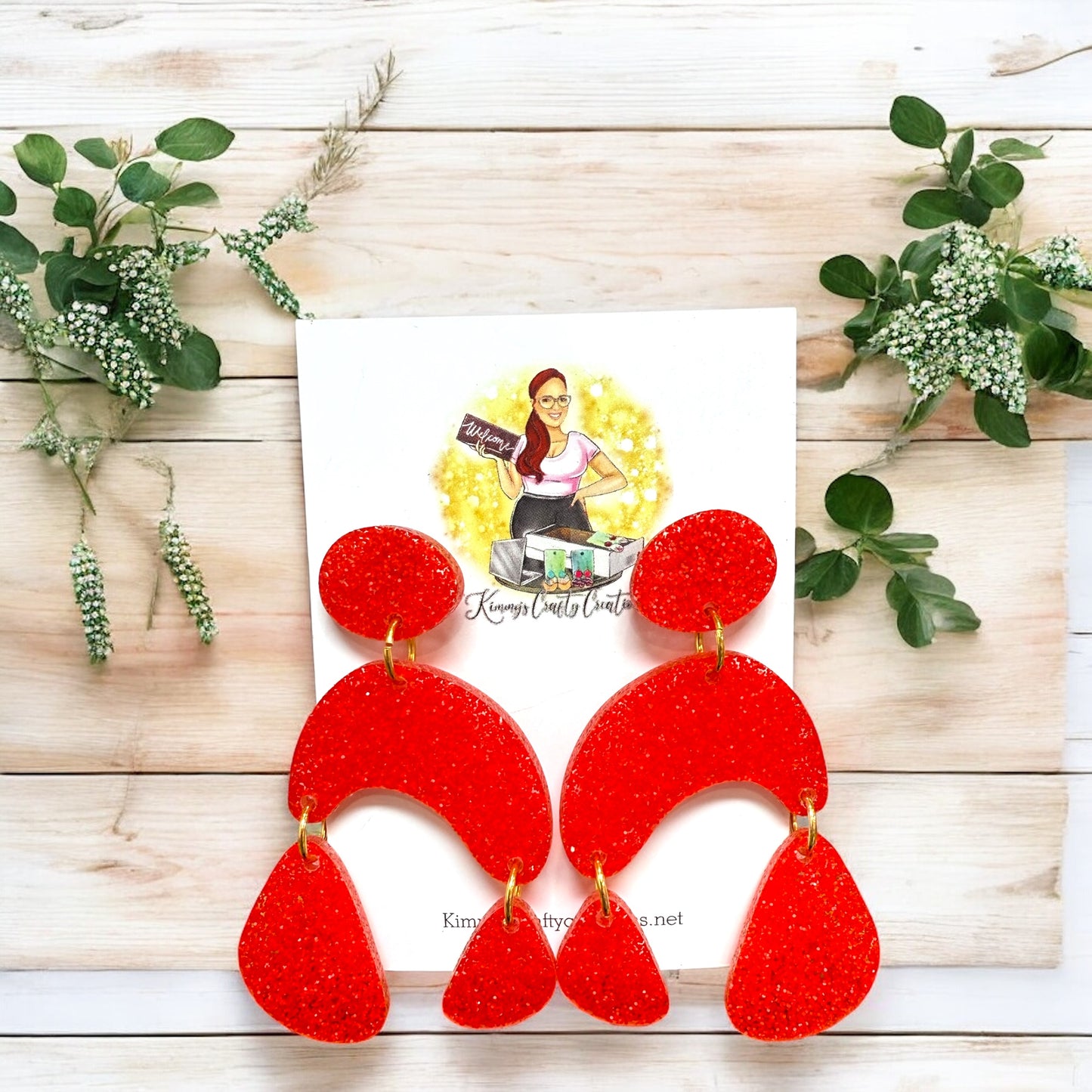 Candy Apple Glitter Boho Dangles