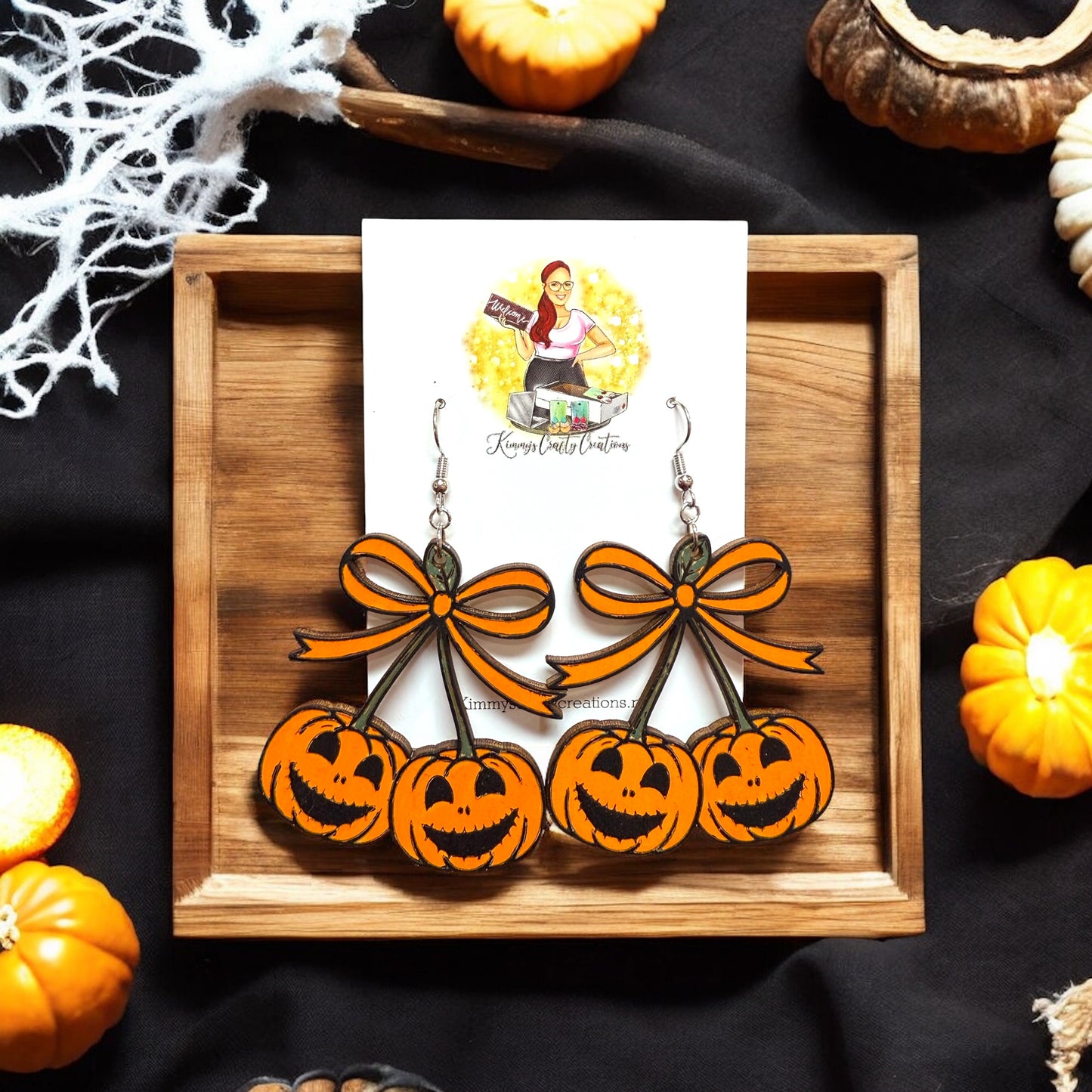 Bow Tie Pumpkin Earrings
