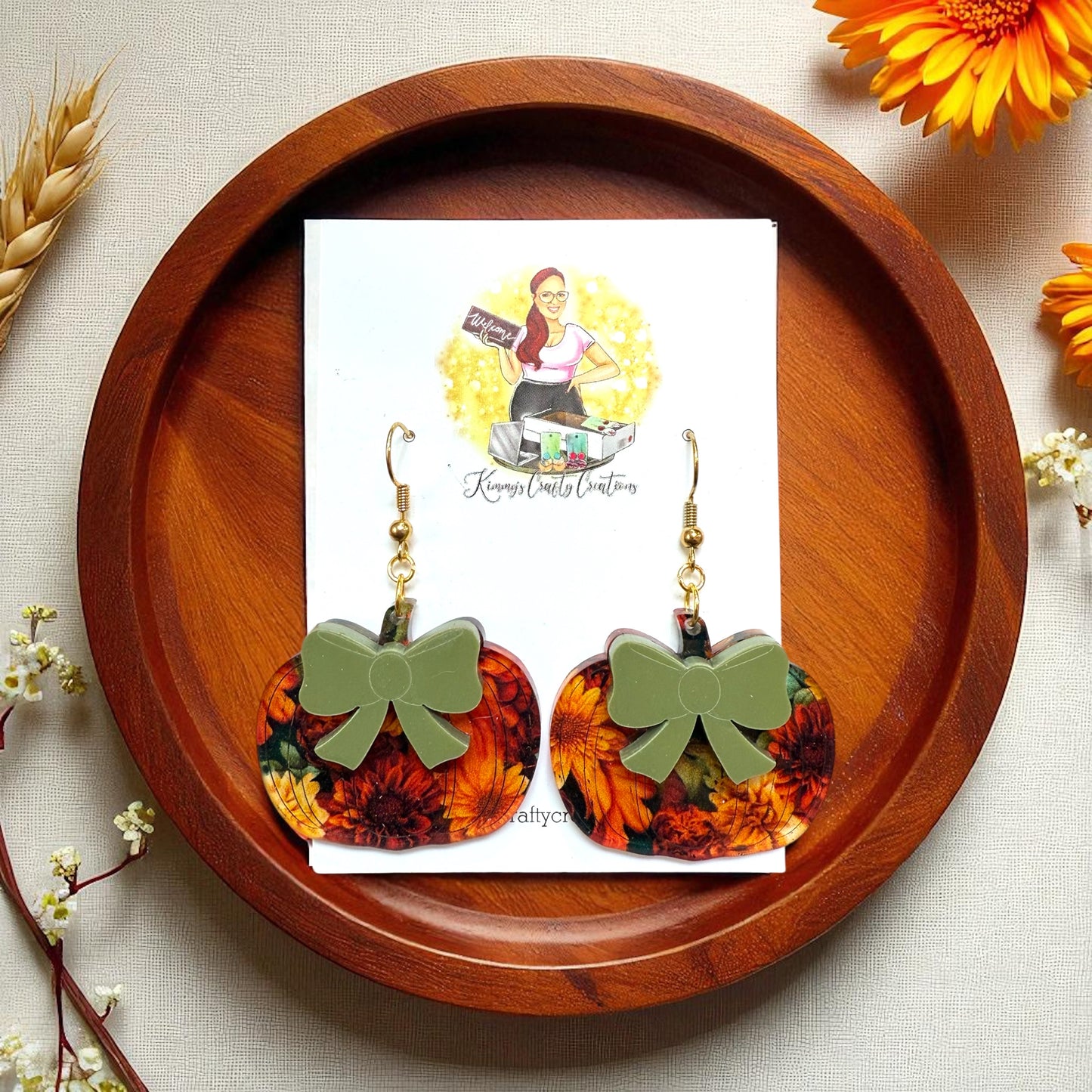 Fall Pumpkin/Bow Earrings
