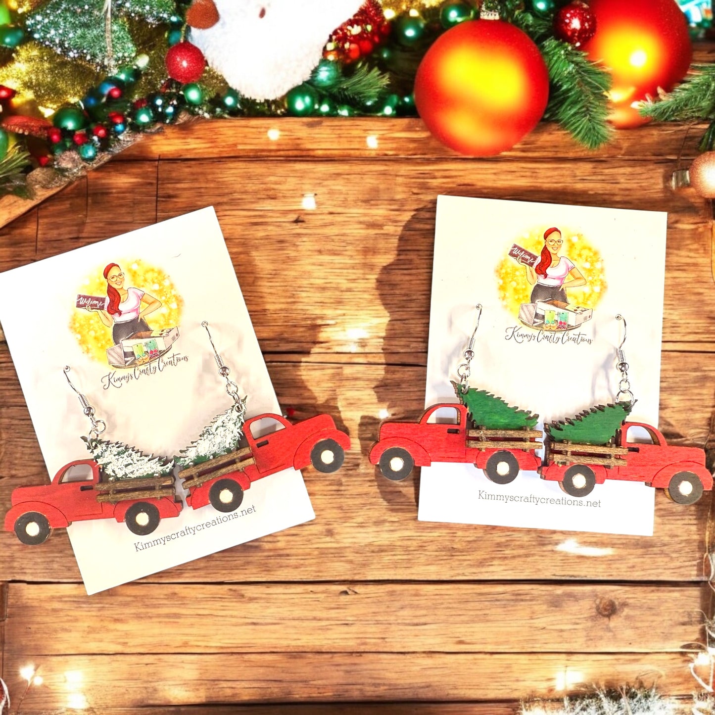 RustIc Christmas Truck Earrings