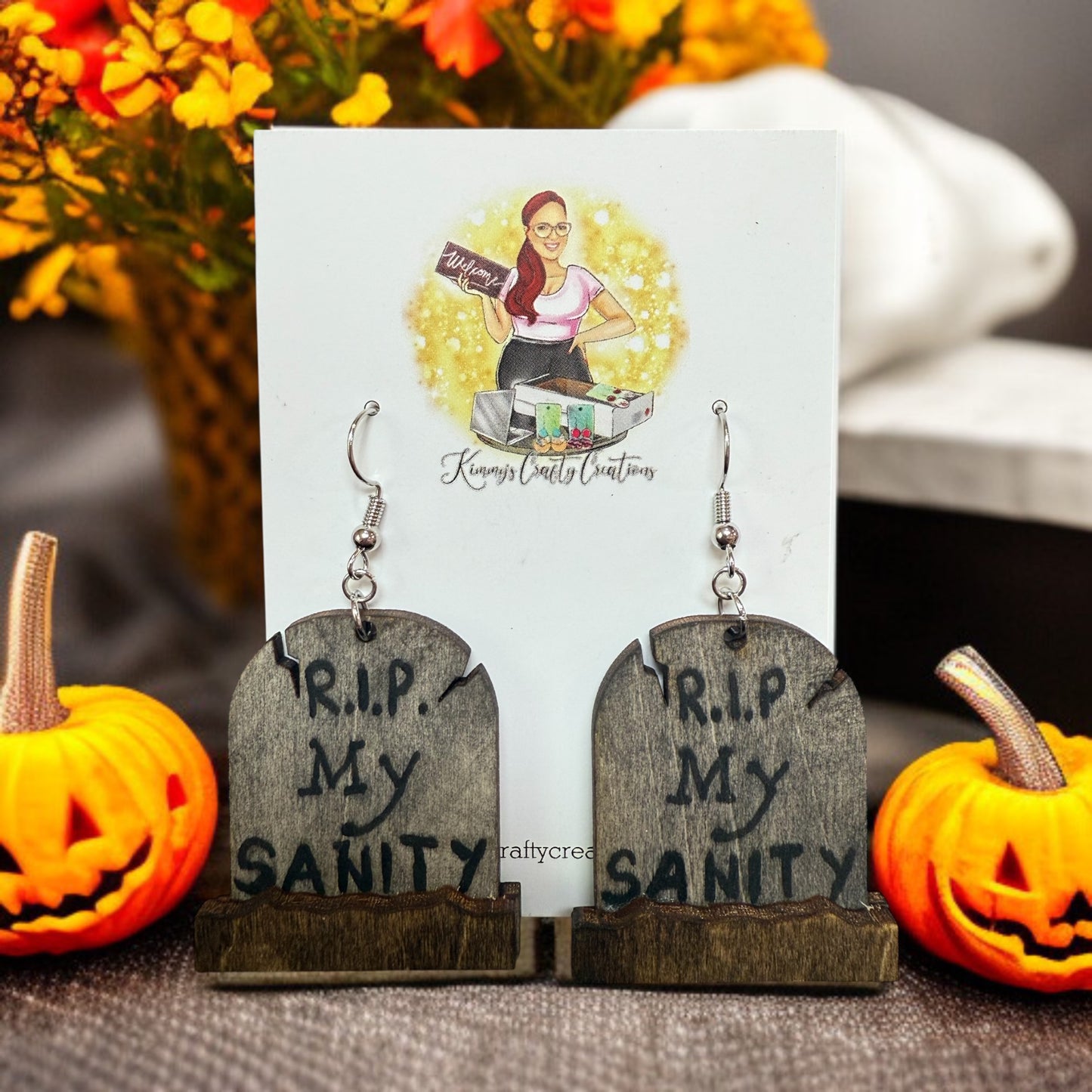 "R.I.P. My Sanity" Tombstone Earrings
