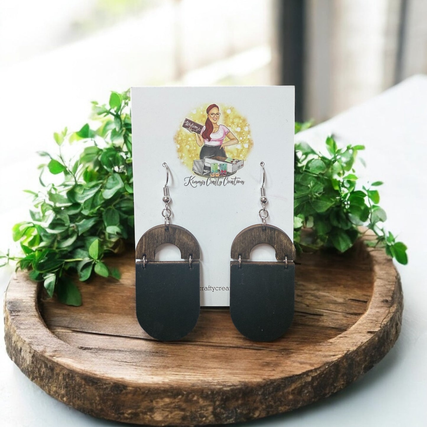 Black Wooden Boho Earrings