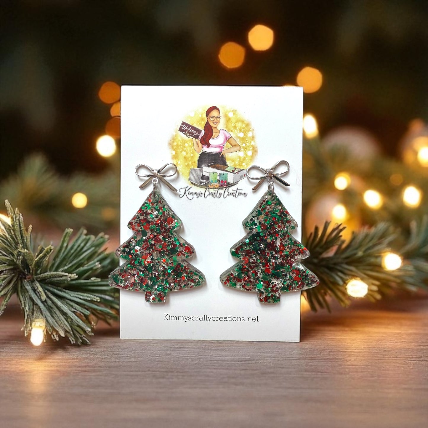 Glitter Christmas Tree Earrings