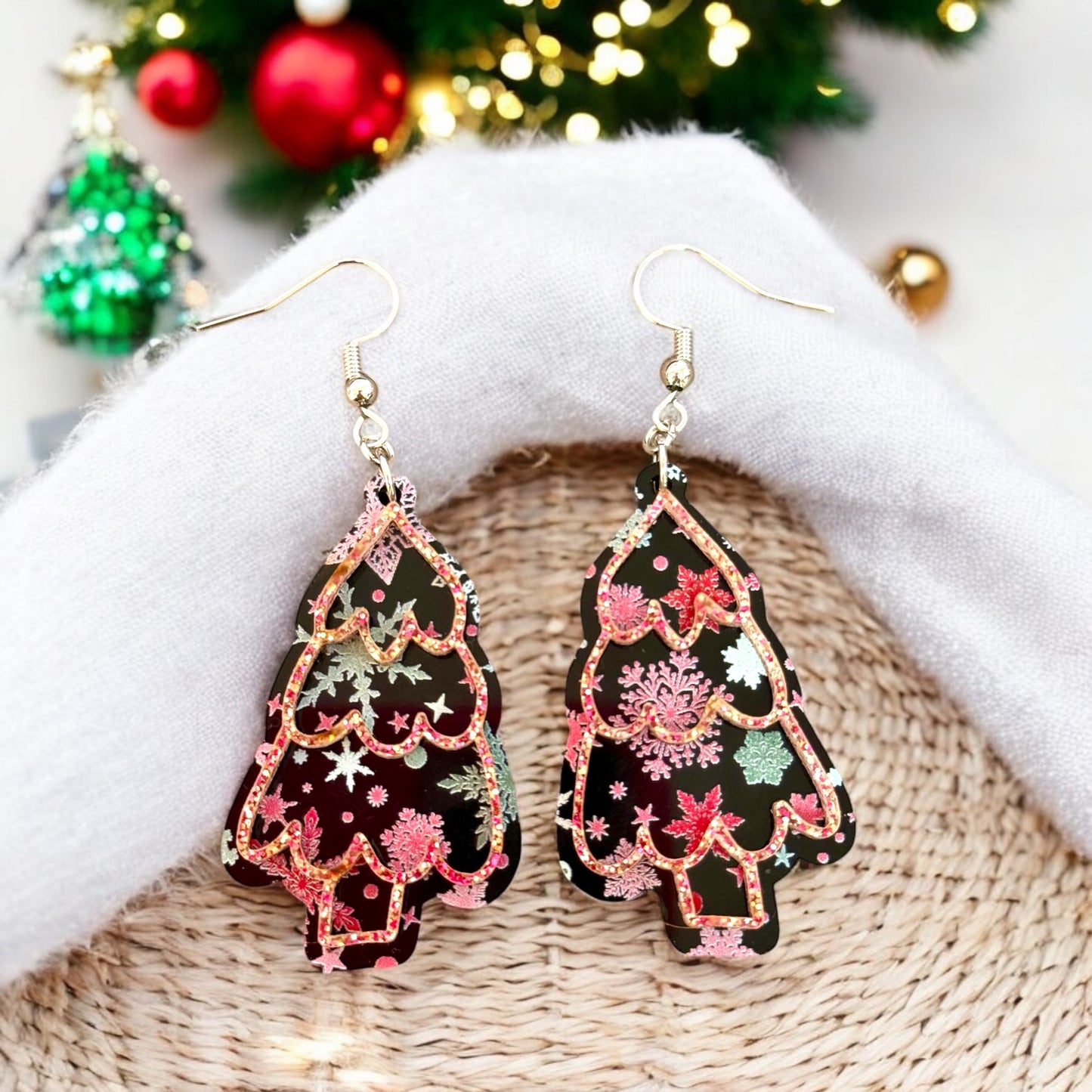 Glitter Christmas Tree Dangles