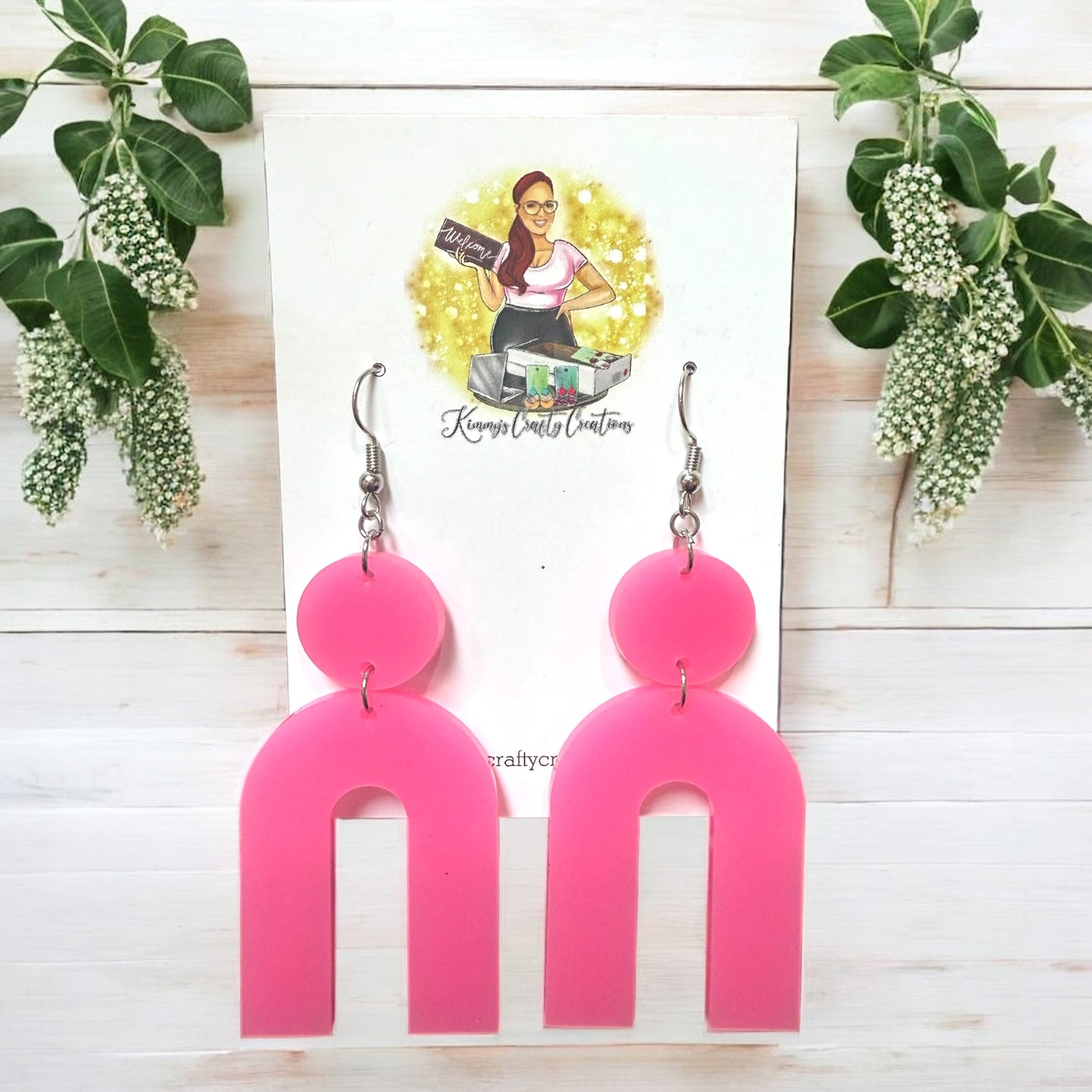 Neon Pink Boho Earrings made