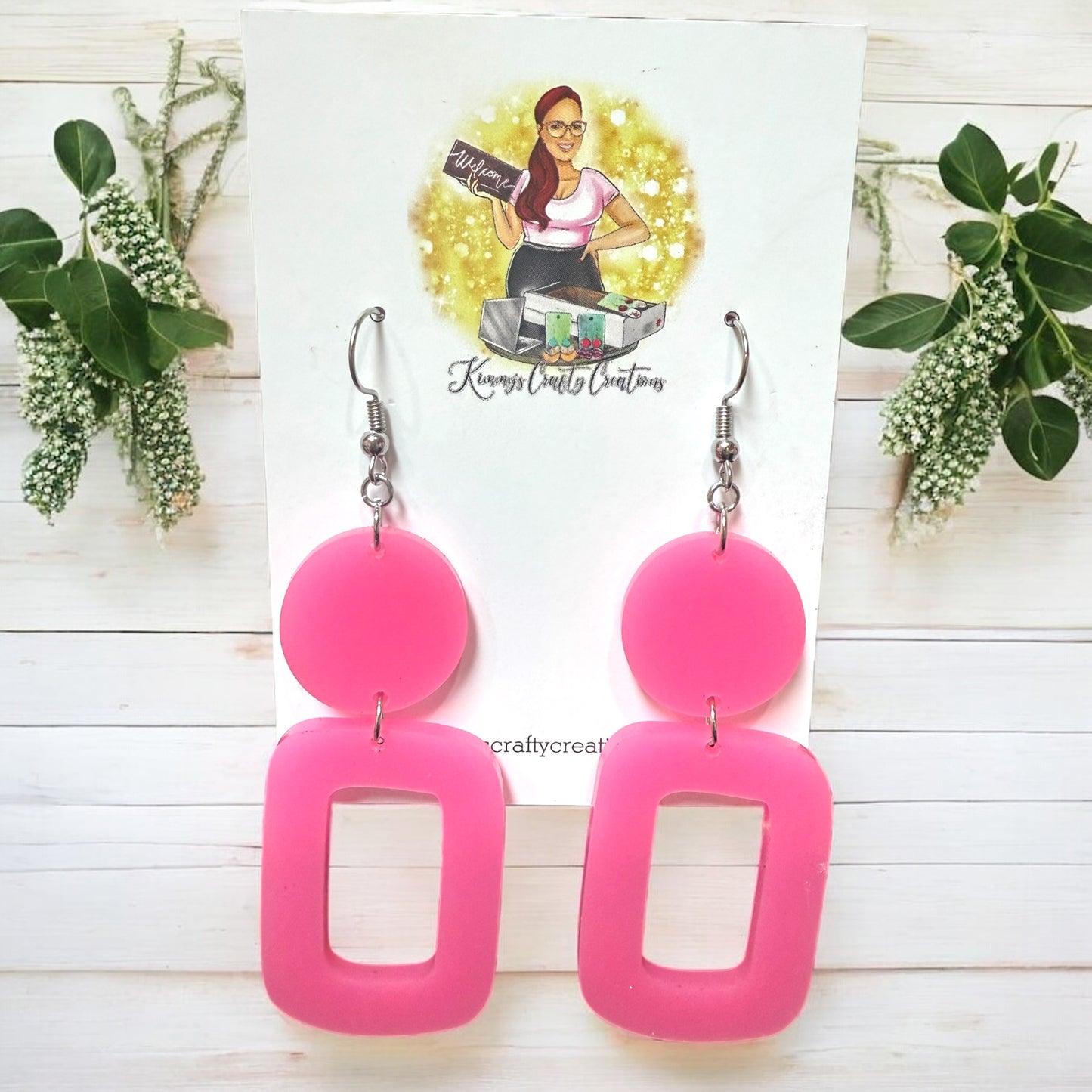 Neon Pink Boho Earrings made