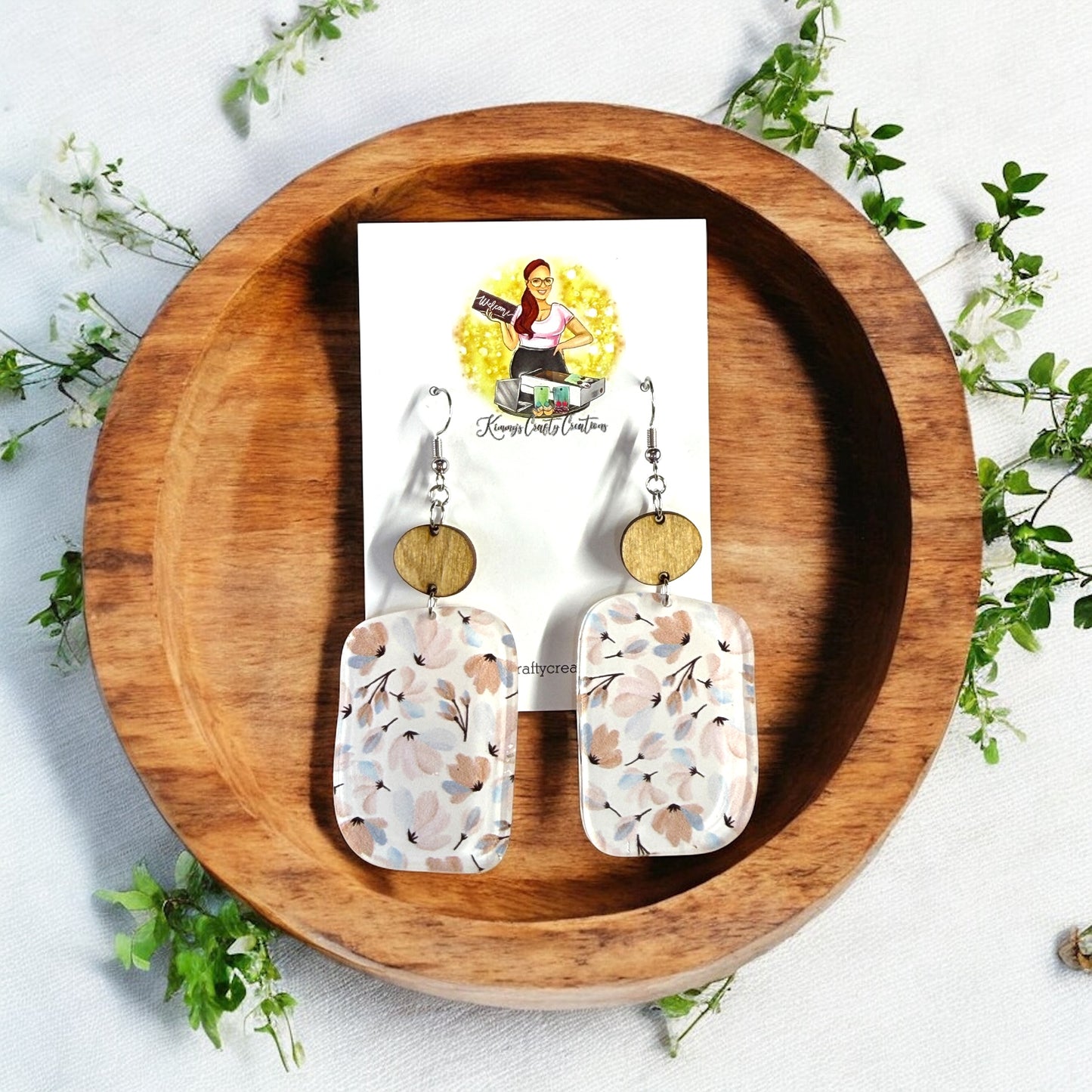 Beije Blue Floral Print Earrings