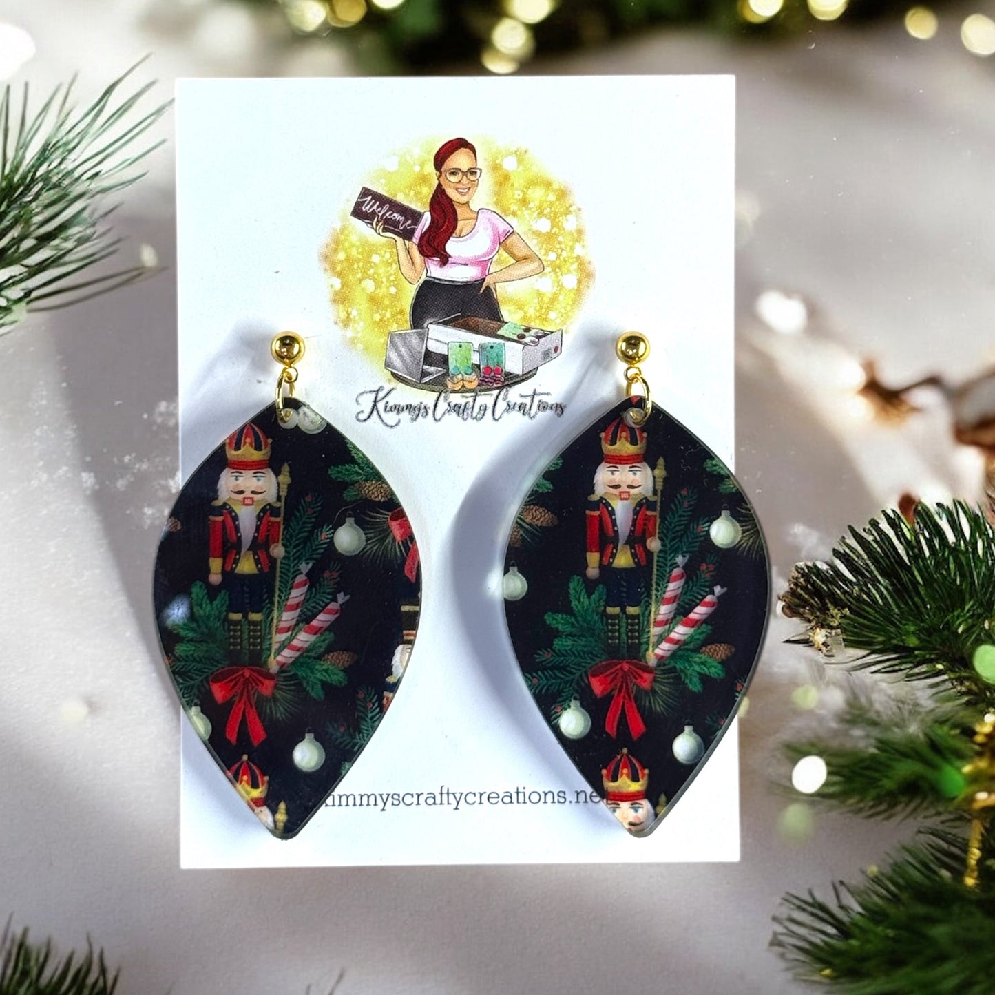 Christmas Nutcracker Print Earrings