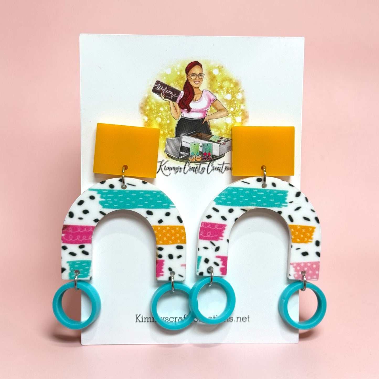 Color Pop Arch Dangle Earrings – Retro Abstract Statement