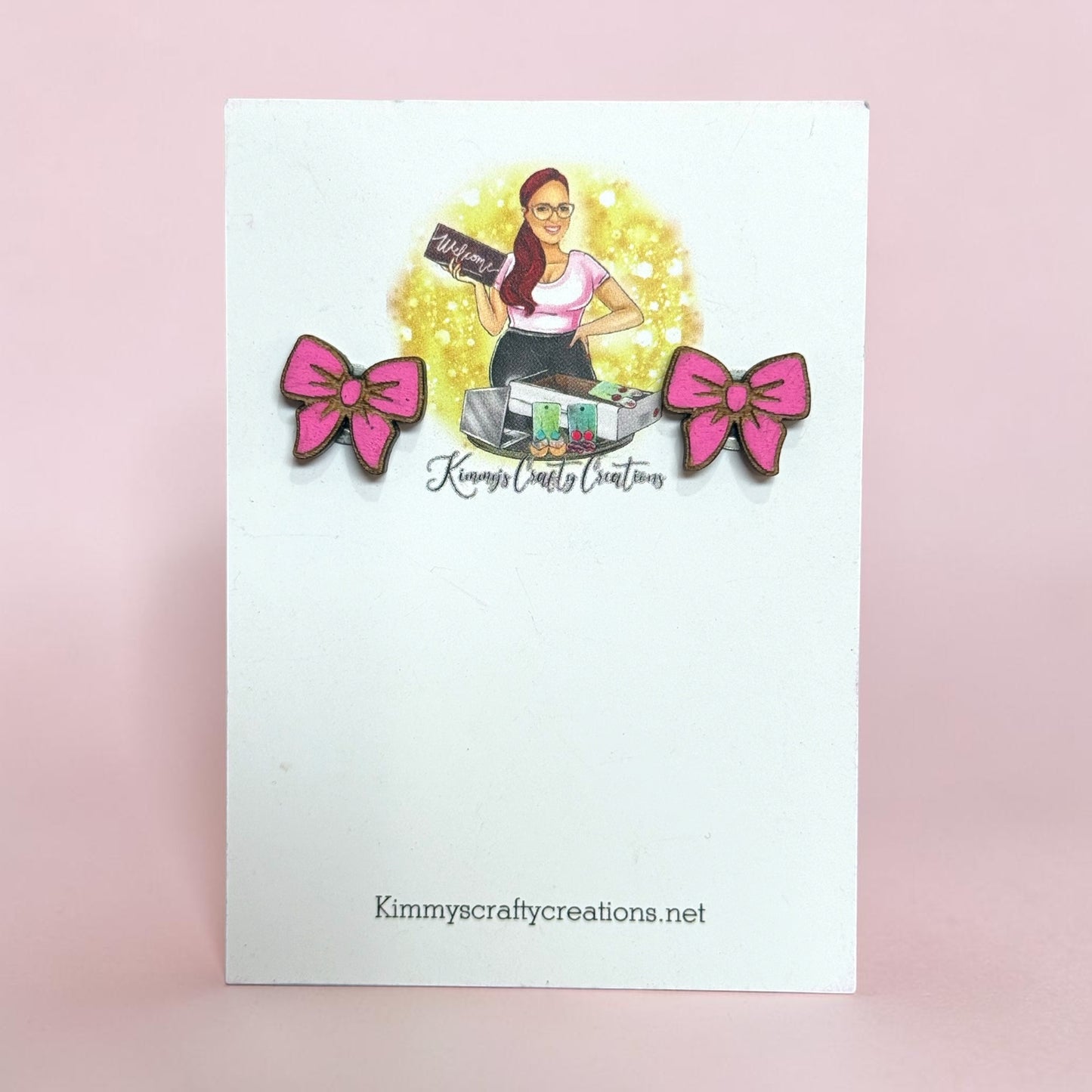 Little Girl Pink Bow Earrings โ Cute & Handcrafted ๐๐