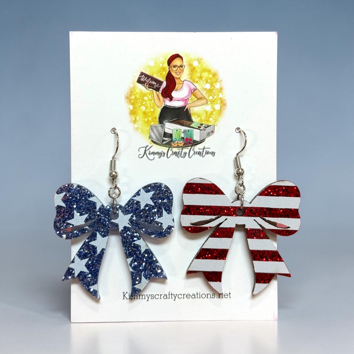 Patriotic Bow Dangle Earrings