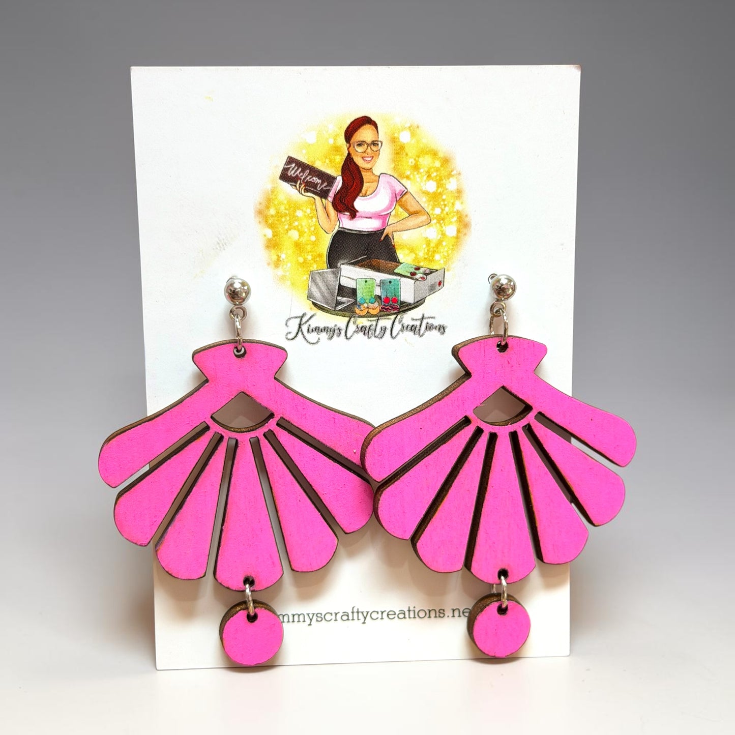 Retro Fan Statement Earrings – Pink