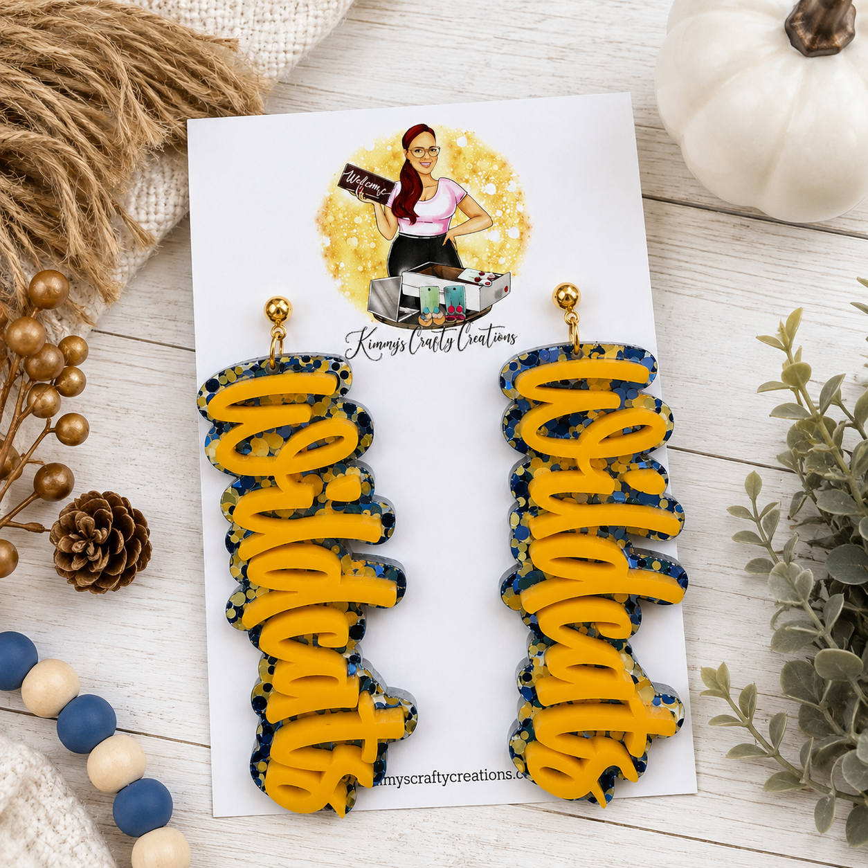 Wildcats Blue & Gold Statement Earrings