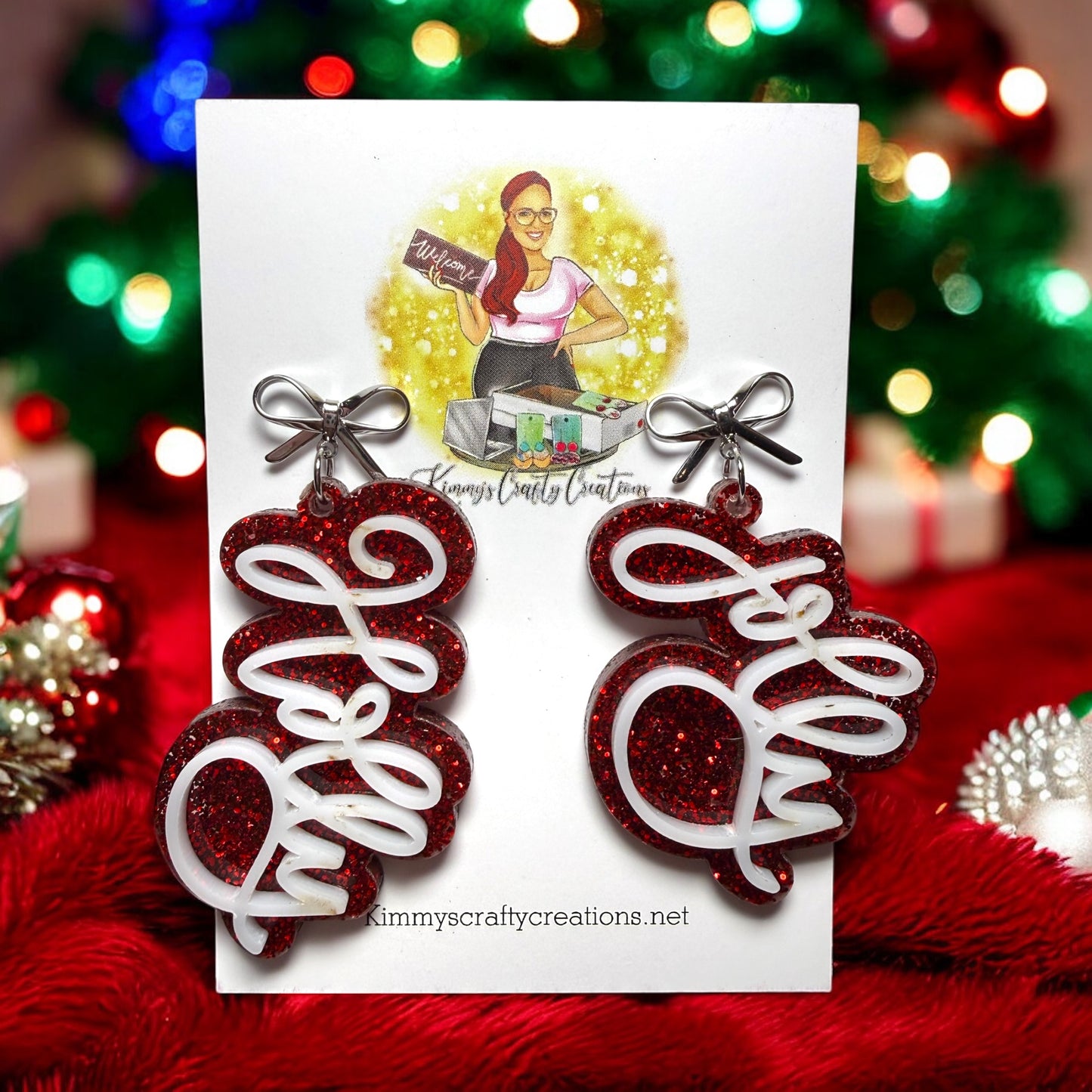Holly/Jolly Script Earrings