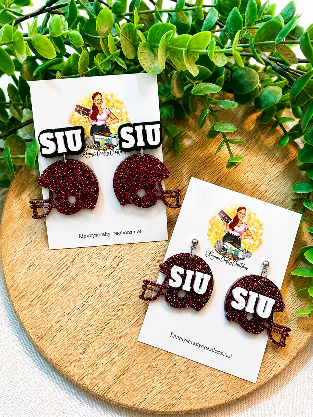 SIU Salukis Glitter Football Earrings – Two Styles